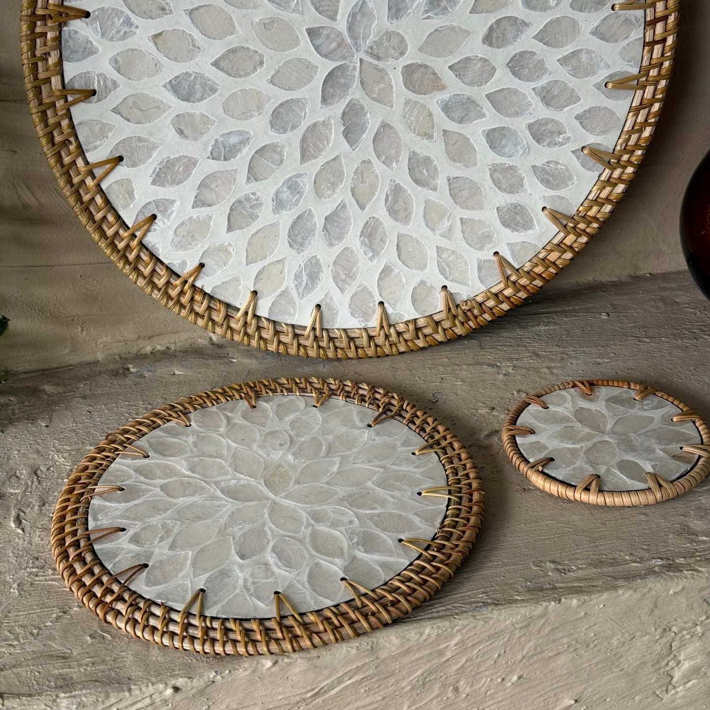 Saverlly Sedef Servis Set Sade Krem Model 3 Parça KOD:3432-35-38