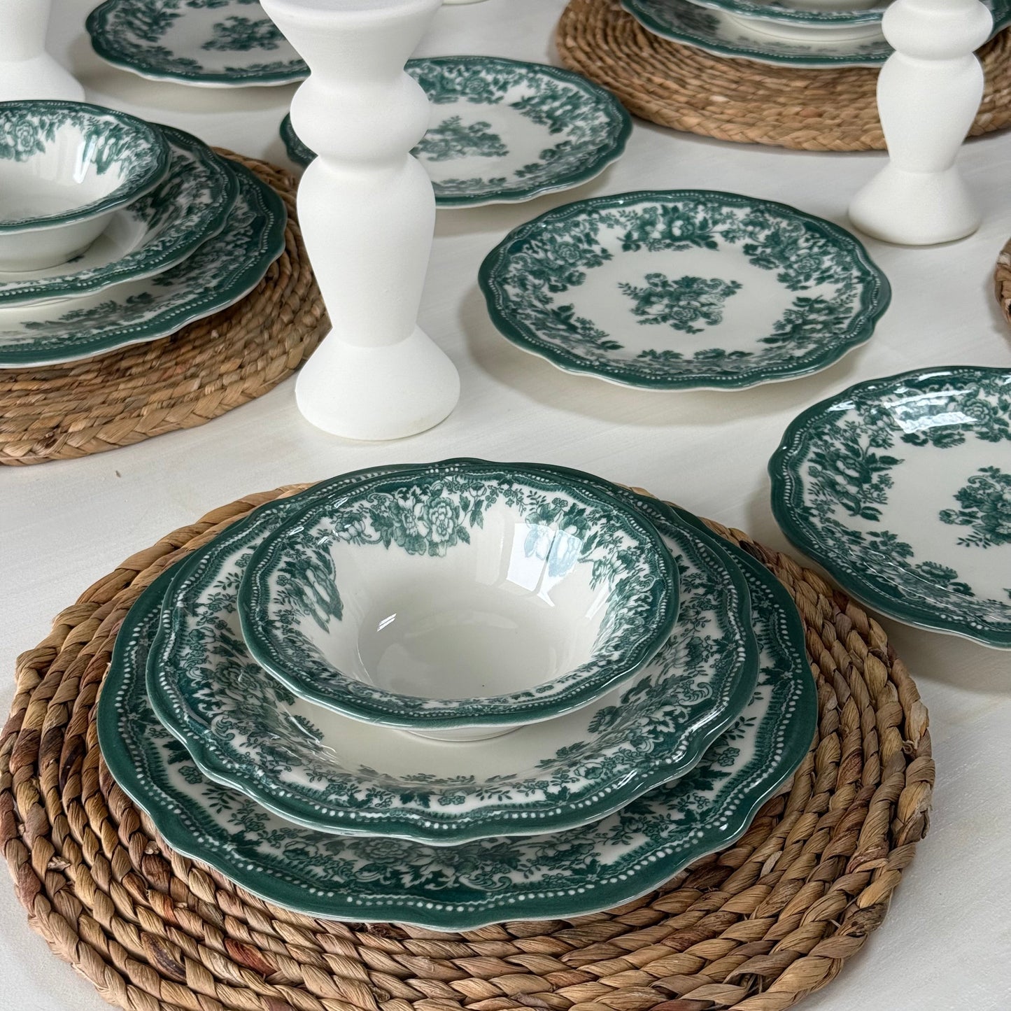 Porser Porselen 24 Parça Yemek Takımı 6 Kişilik KOD:VelourGreen-30329