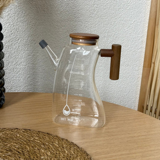 Buenoslly Akasya Kapaklı Borosilikat Cam Yağlık 1 Litre KOD:150
