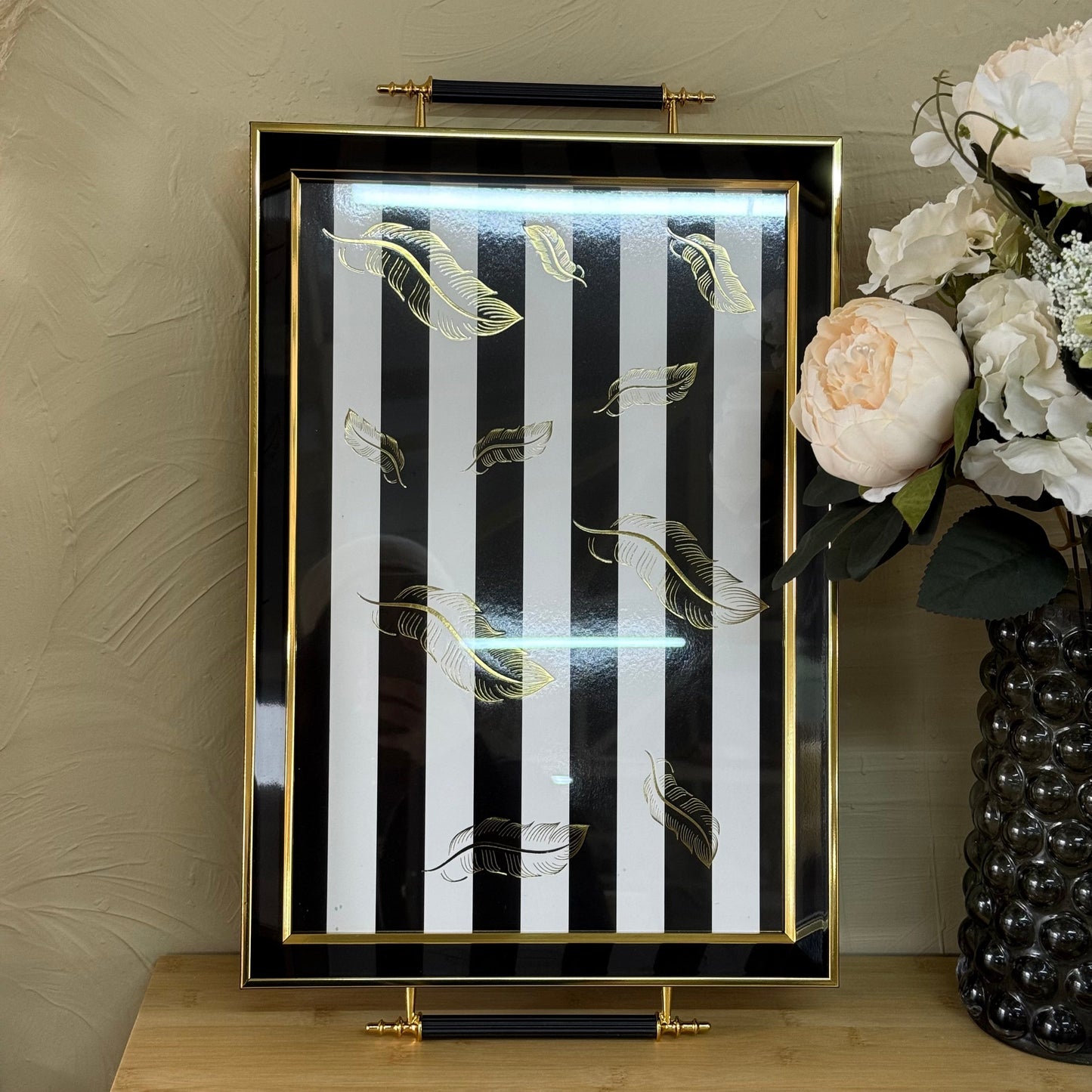 Goldenya Tutmalı Zebra Desen Tepsi Siyah-Beyaz KOD:5020-51