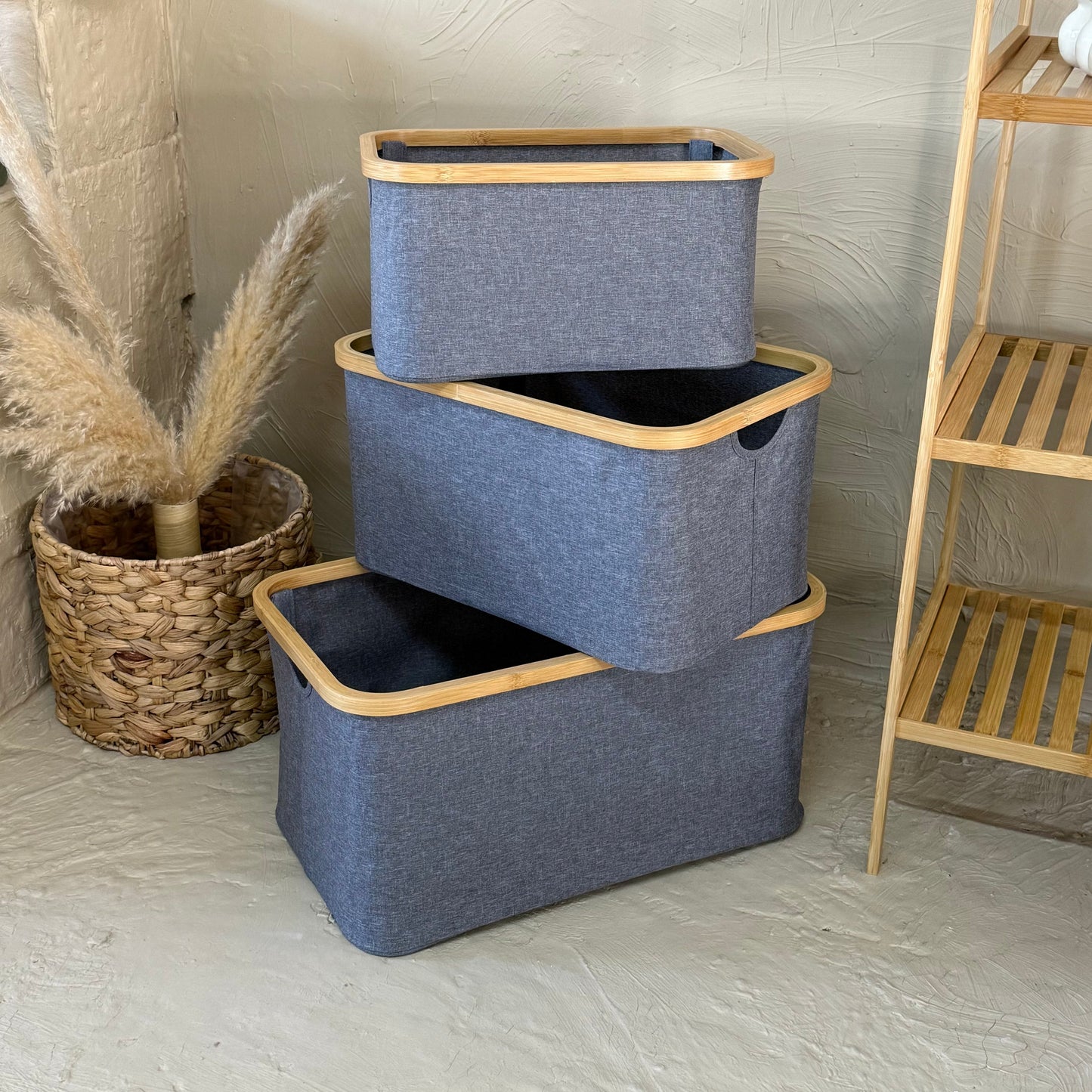 Lalezar Bambu Tutmalı 3 Boy Organizer Seti Gri KOD:8017-16-15