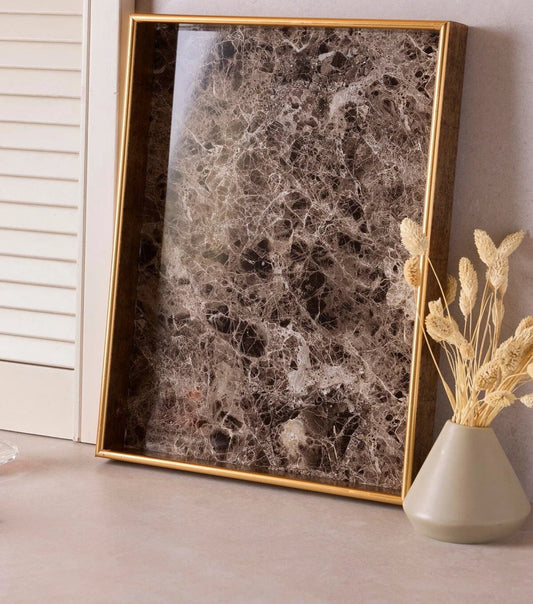 Turin Marble Siyah Gold Tepsi 33x45 cm KOD:17470