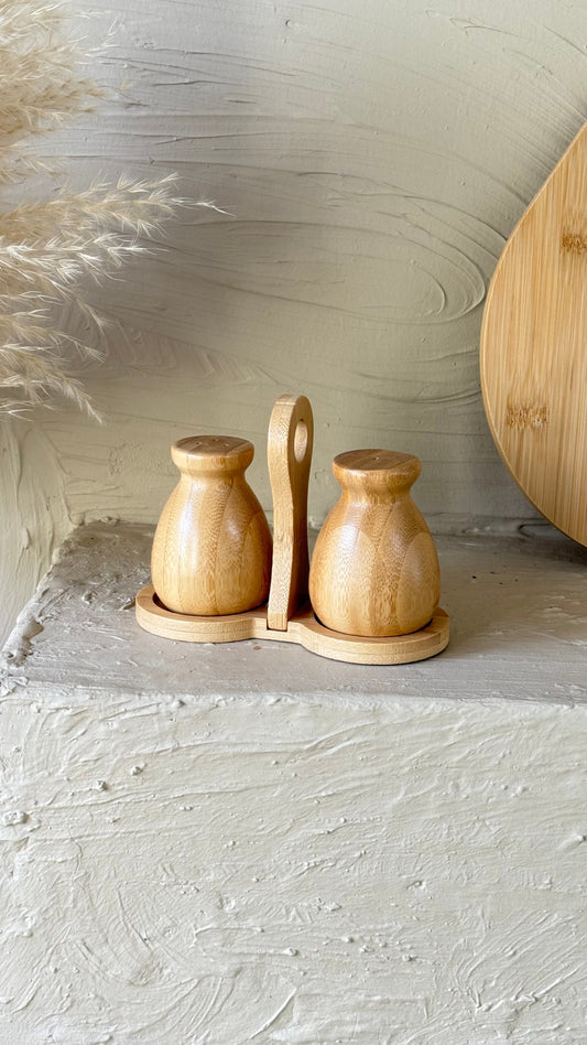 Tutku Bambu Standlı Tuzluk Biberlik Seti İkili KOD:94849
