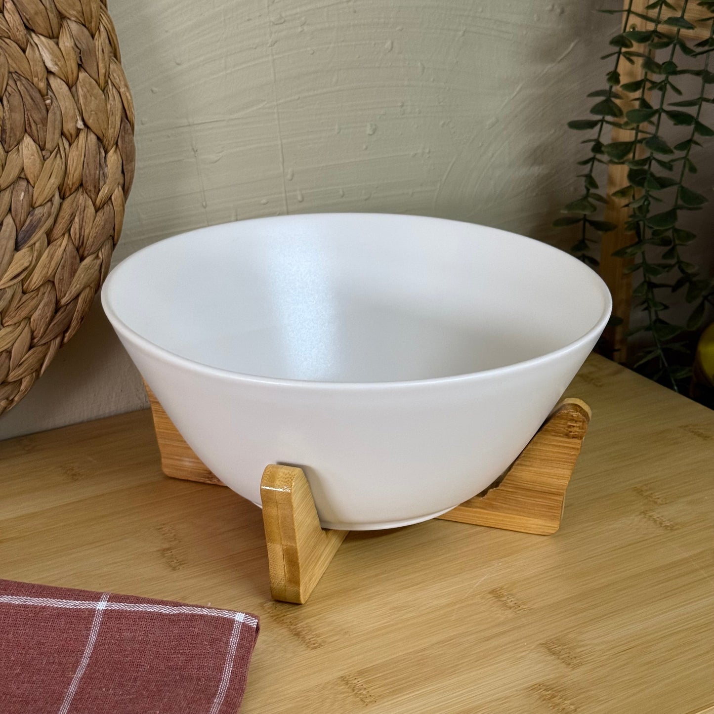 Tully Bambu Standlı Porselen Salata Kase KOD:29