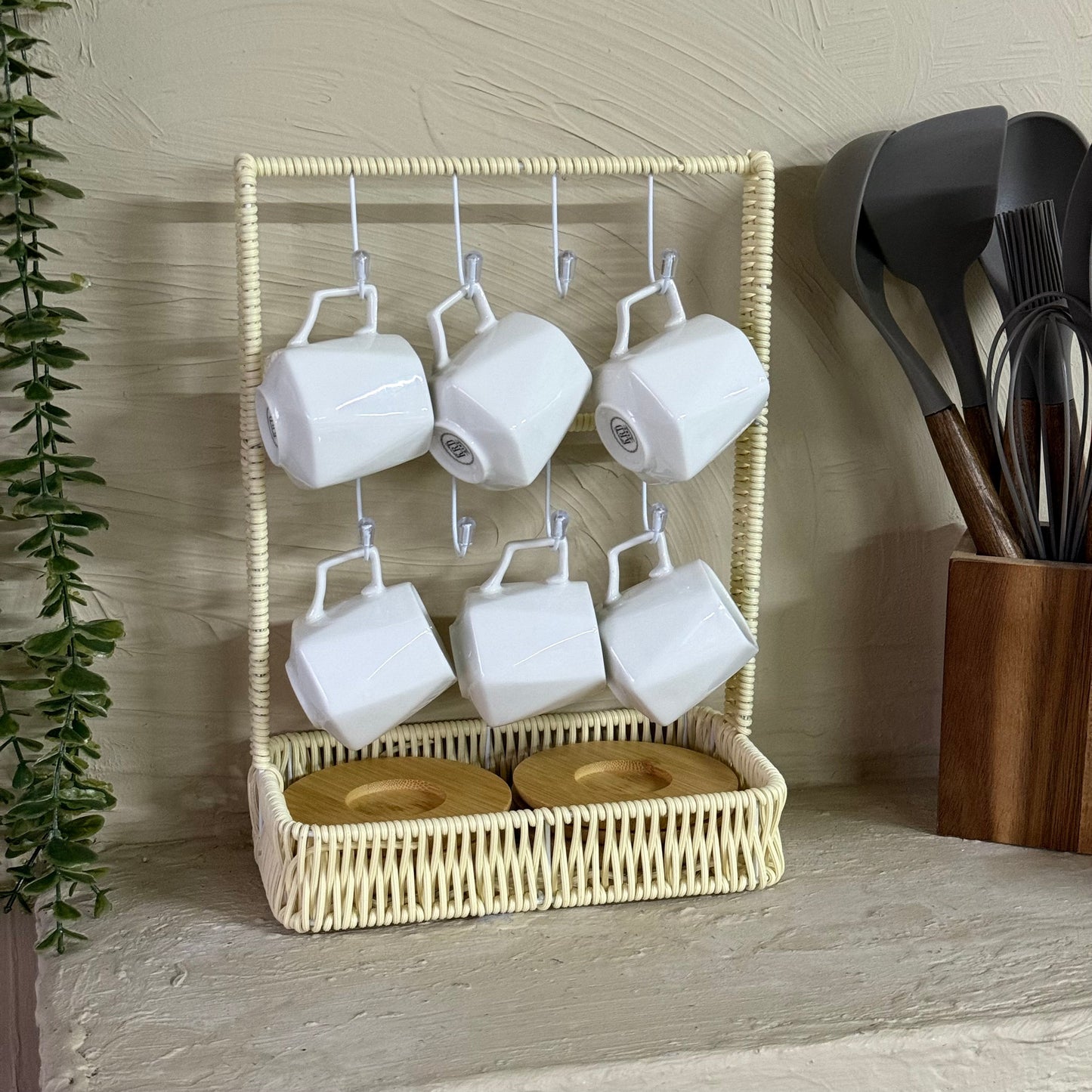 Evanev Rattan Fincan Askı Standı Naturel KOD:30481
