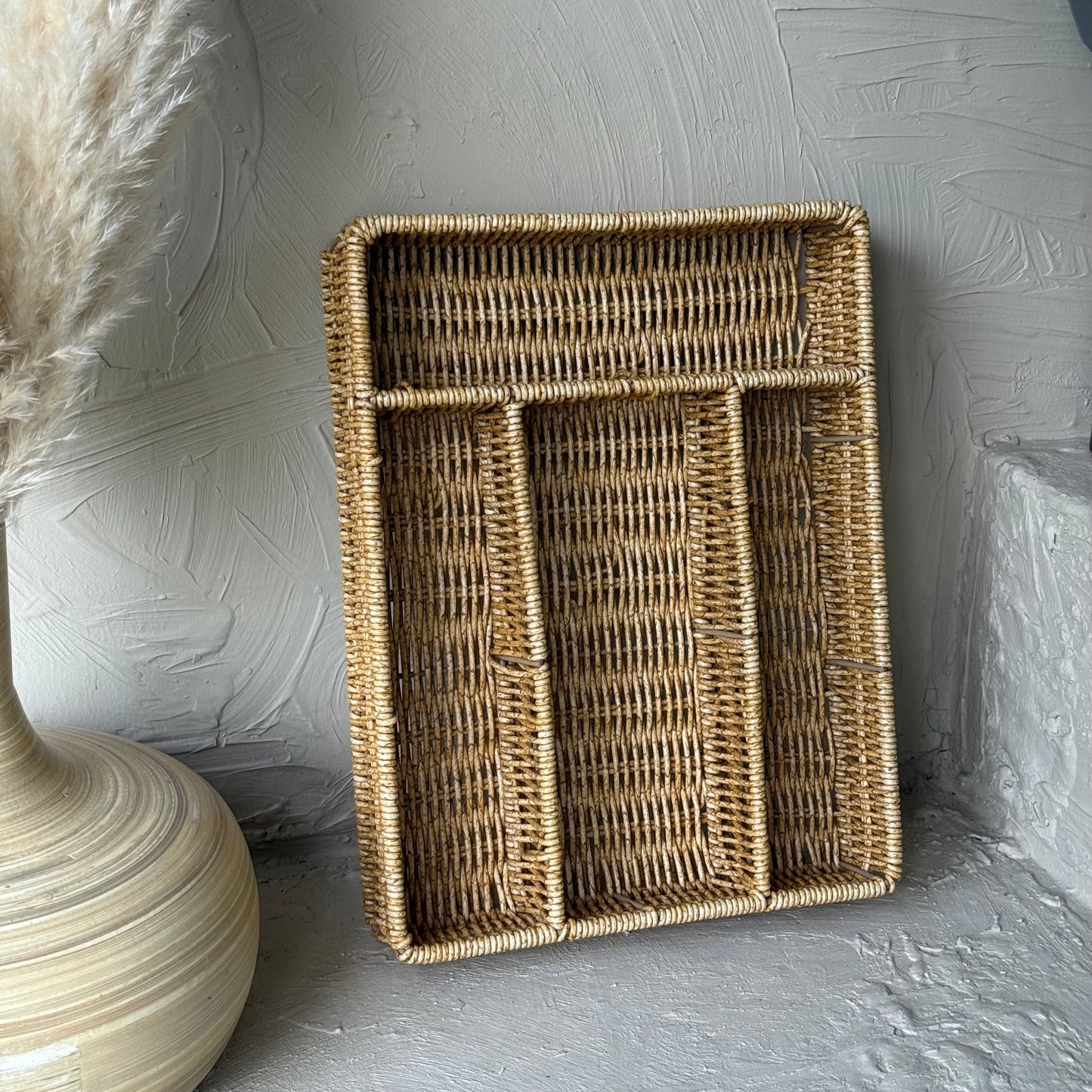 Com Rattan Bölmeli Kaşıklık Naturel KOD:355