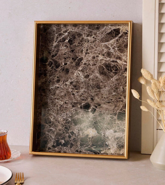 Turin Marble Siyah Gold Tepsi 28x40 cm KOD:17469