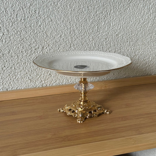 Firuze Gold Yaldızlı Ayaklı Porselen Sunumluk 19 cm Kod:3729