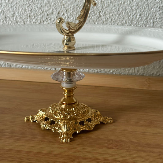 Firuze Gold Yaldızlı Porselen Oval Kayık Sunumluk Ayaklı Kod:3801 30x22 cm