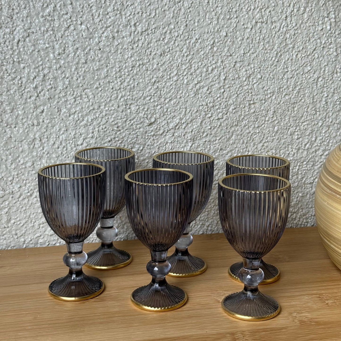 Wardy Yaldızlı Kahve Yanı Bardağı Set 6 Adet Füme