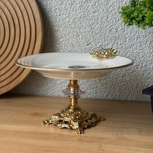 Broş Gold Yaldızlı Porselen Sunumluk Ayaklı 19 cm Kod:3507