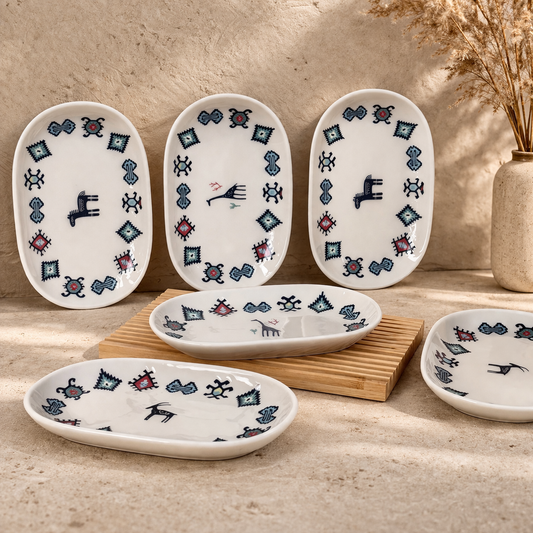 Hitit 6 Parça Porselen Oval Kayık Tabak Seti KOD:1229