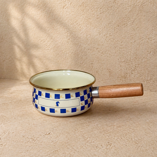 Pashally Ahşap Tutmalı Emaye Sos Tava 14 cm Mavi KOD:0564