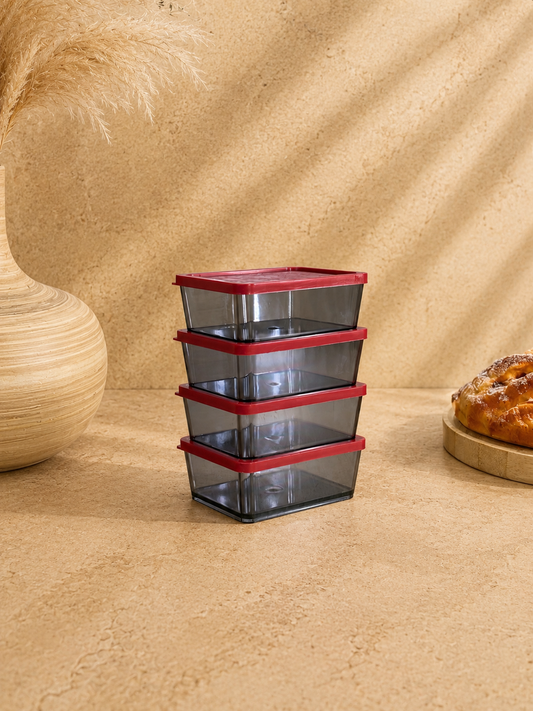 Bonbon Saklama Kabı Set 4 Parça Kırmızı 180 ml