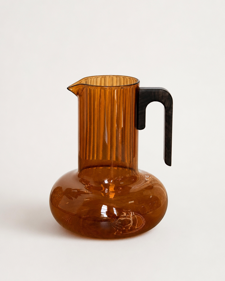 Mitally Lüks Borosilikat Cam Sürahi Akasya Ağacı Kulplu Amber 1200 ml KOD:012