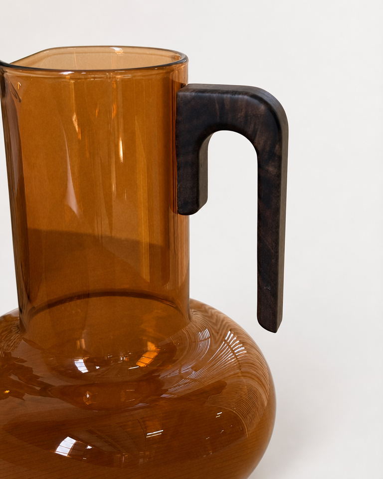Mitally Lüks Borosilikat Cam Sürahi Akasya Ağacı Kulplu Amber 1200 ml KOD:012