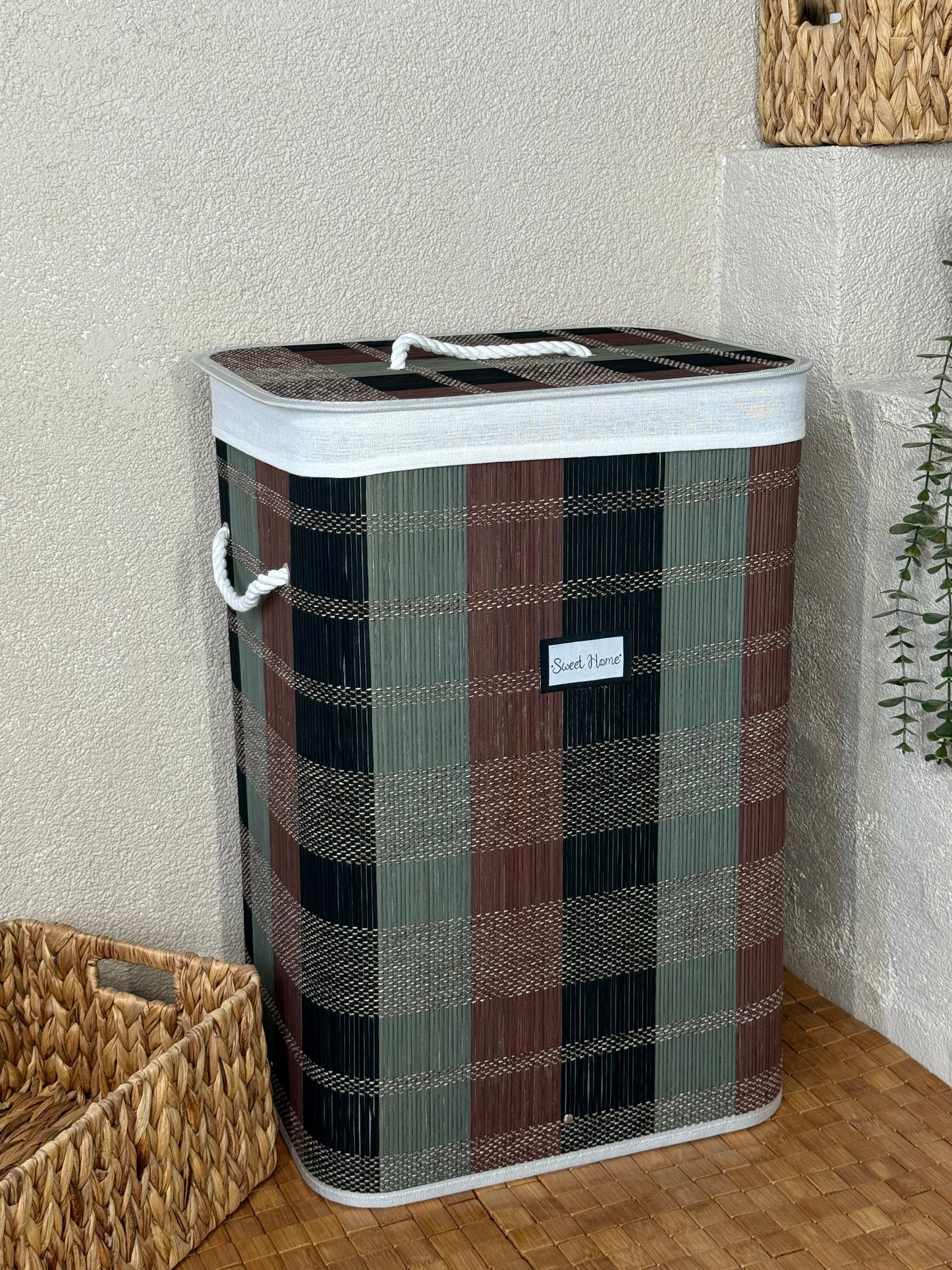 Miray Bambu Dikdörtgen Kirli Çamaşır Sepeti 60x42,5x32 cm KOD:50183