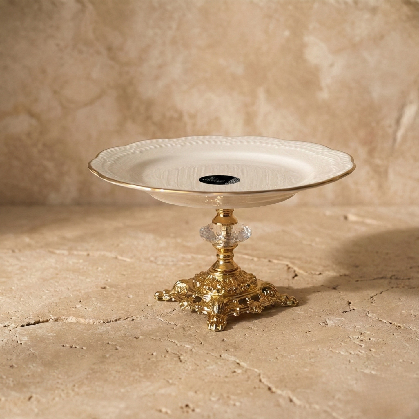 Firuze Gold Yaldızlı Ayaklı Porselen Sunumluk 19 cm Kod:3729