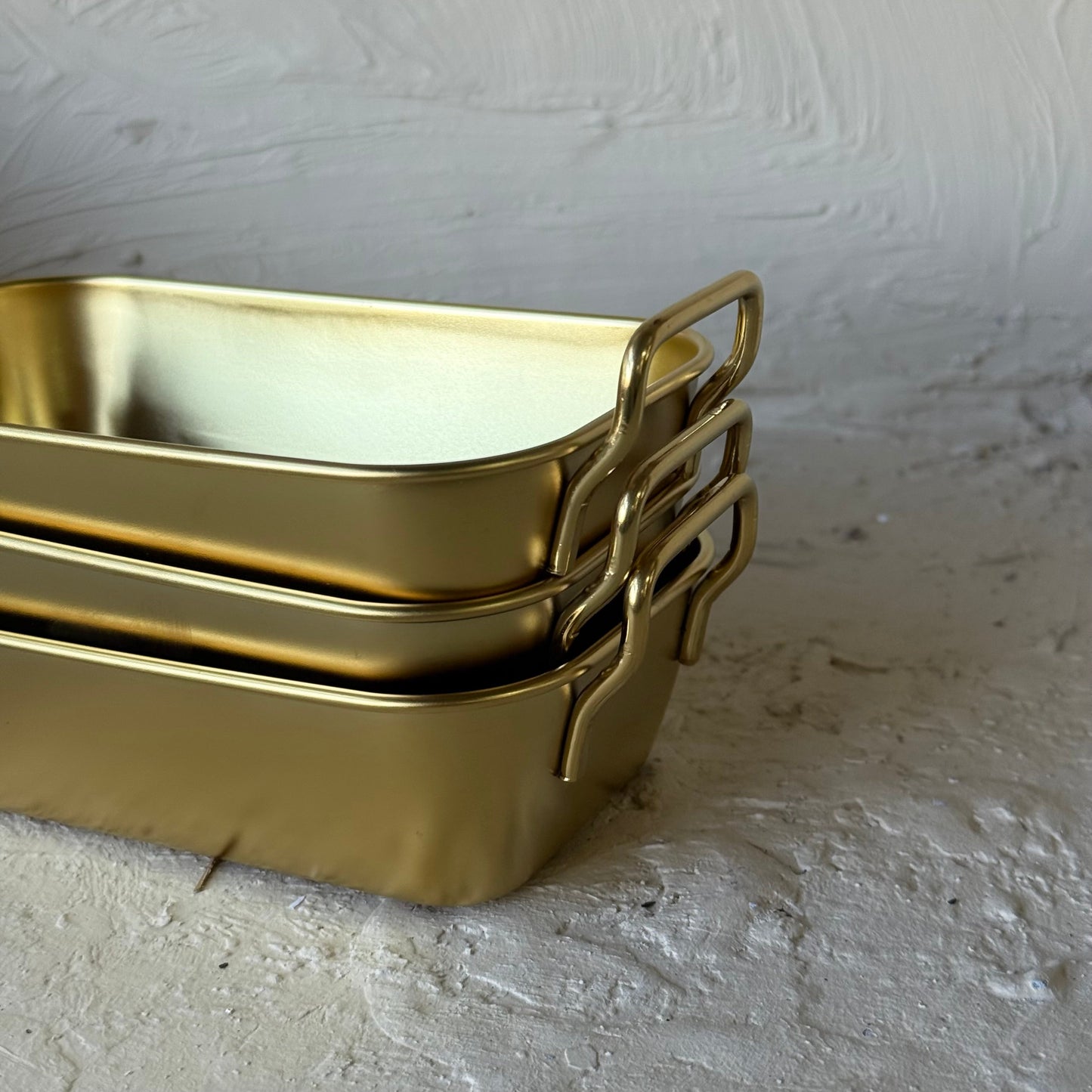 Vadi Metal Dikdörtgen Tutmalı Gold Kase Seti 3 Adet KOD:8803