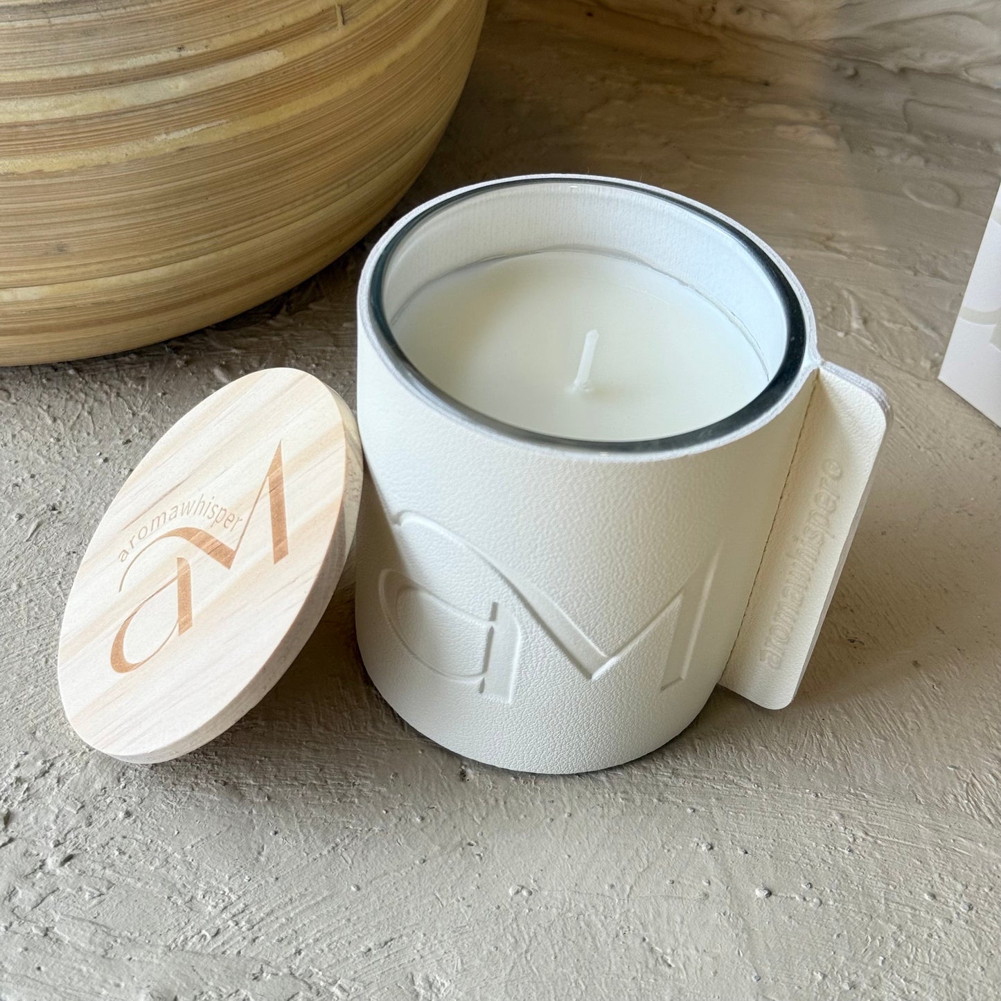 Candle Cam Bardak Deri Detaylı Mum Bergamot Kokulu KOD:1517