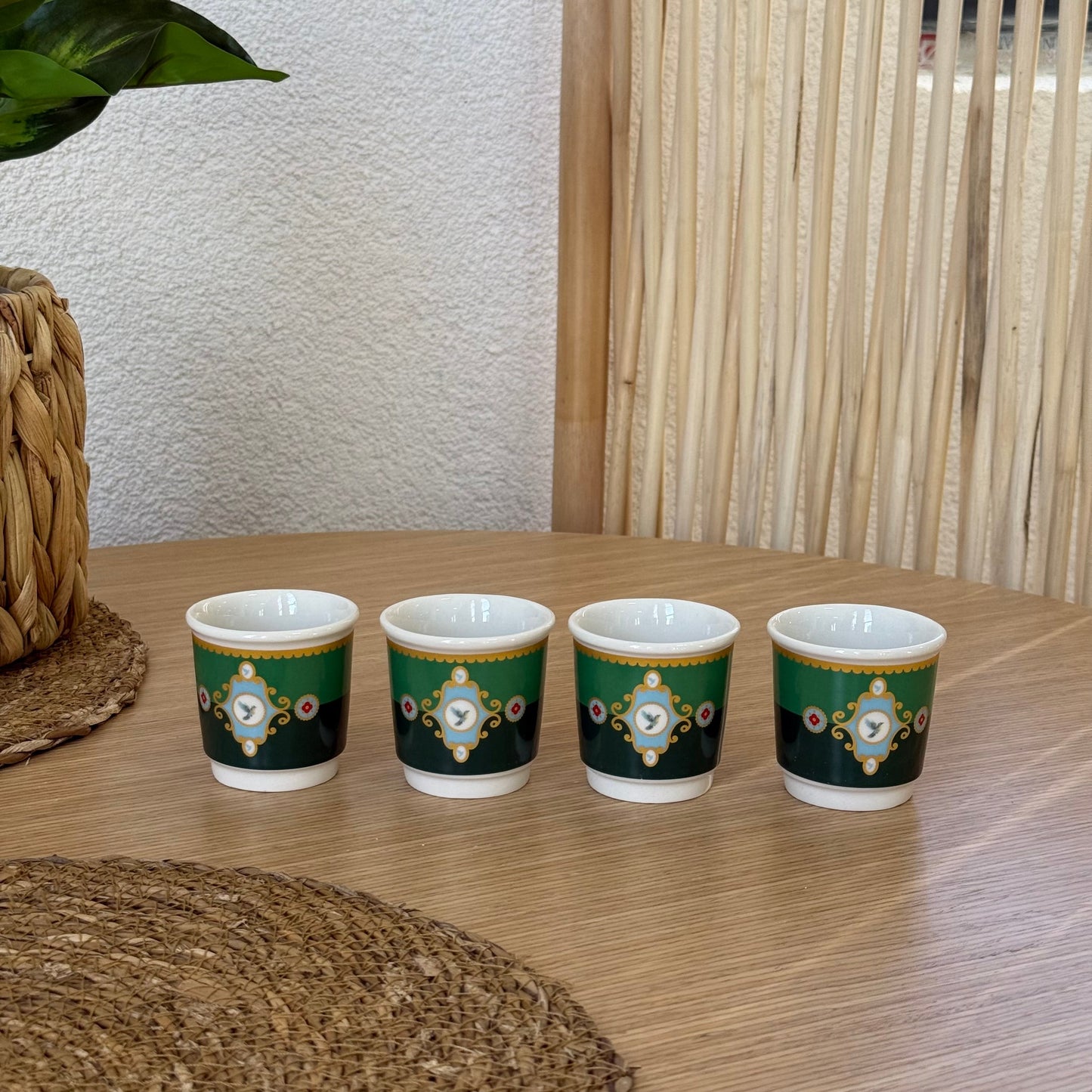 Pashally Porselen 4 Lü Espresso Fincan Seti Yeşil KOD:1035