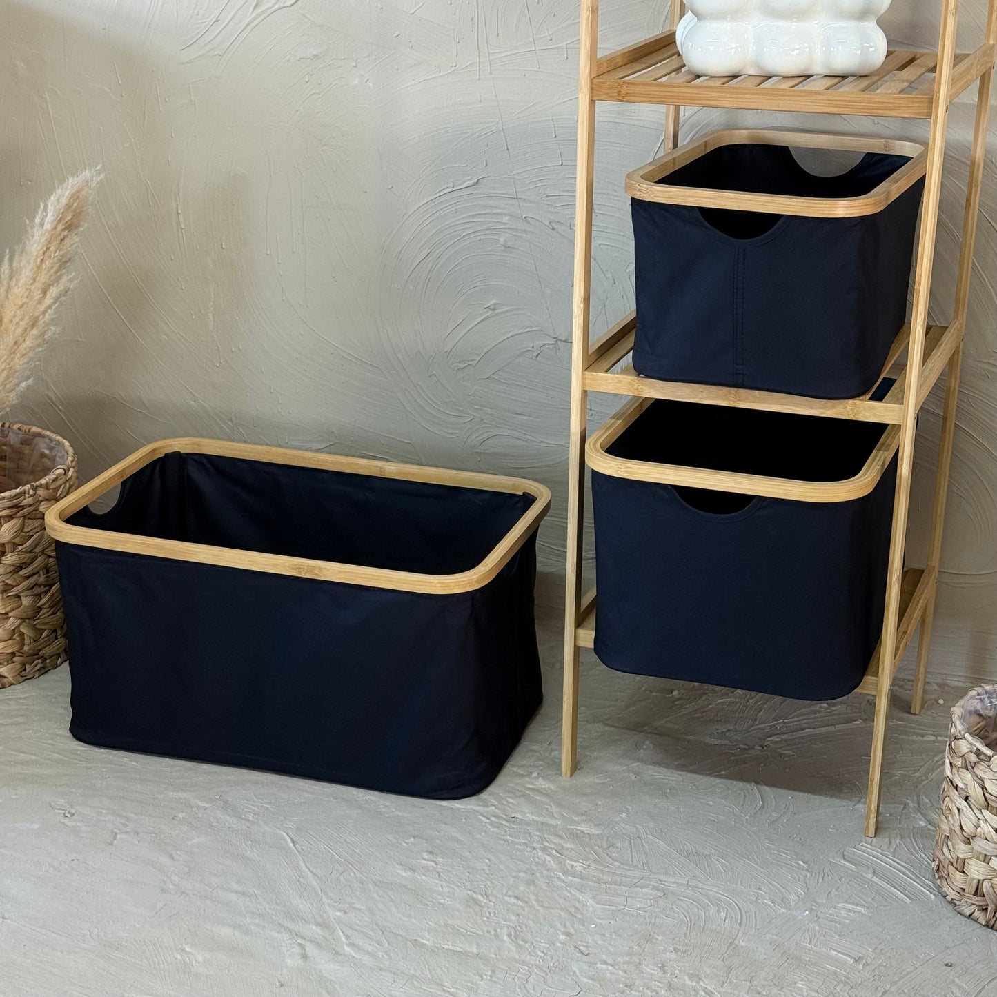 Lalezar Bambu Tutmalı 3 Boy Organizer Seti Siyah KOD:8017-16-15