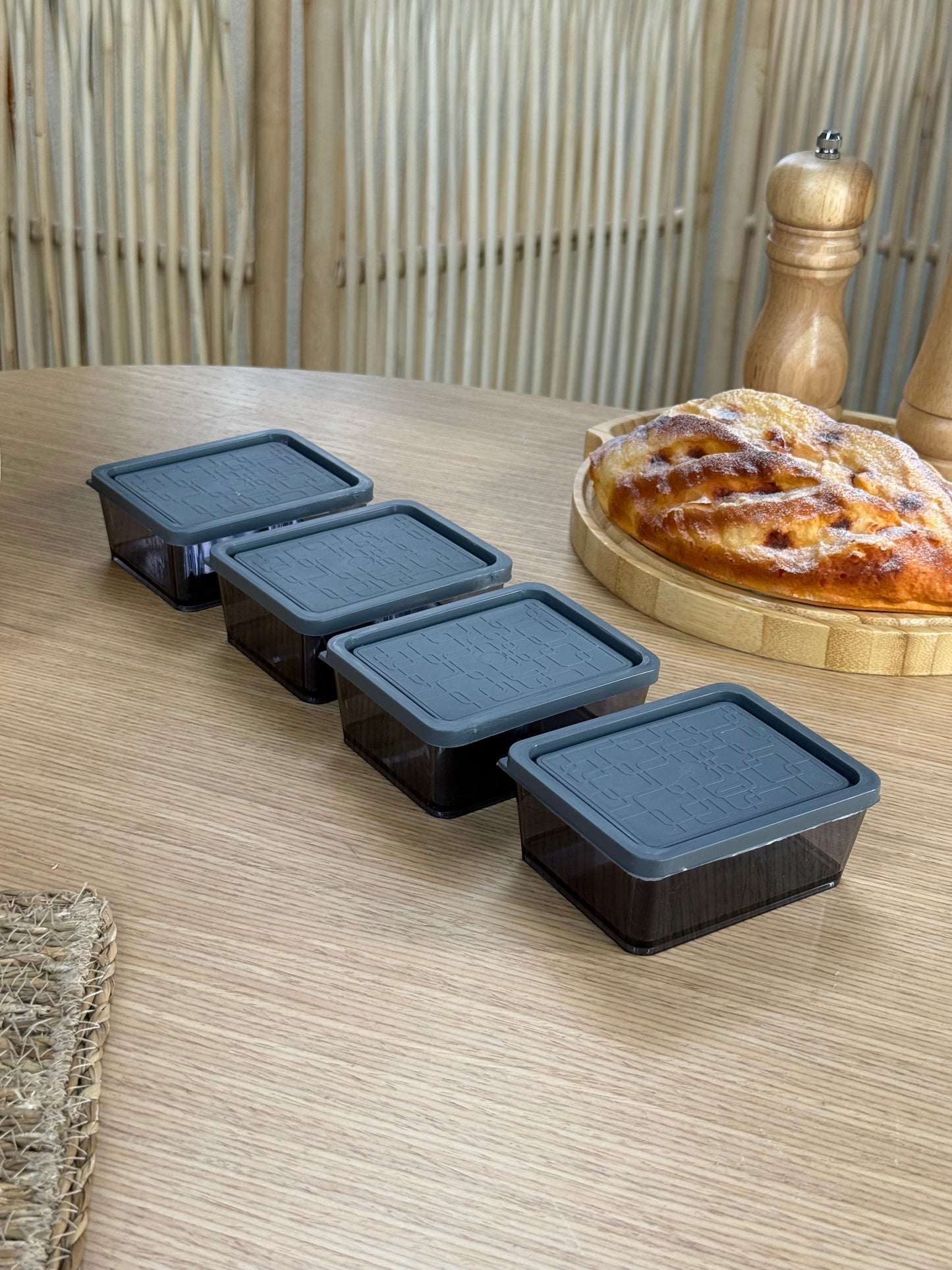 Bonbon 4 Parça Saklama Kabı Set Gri