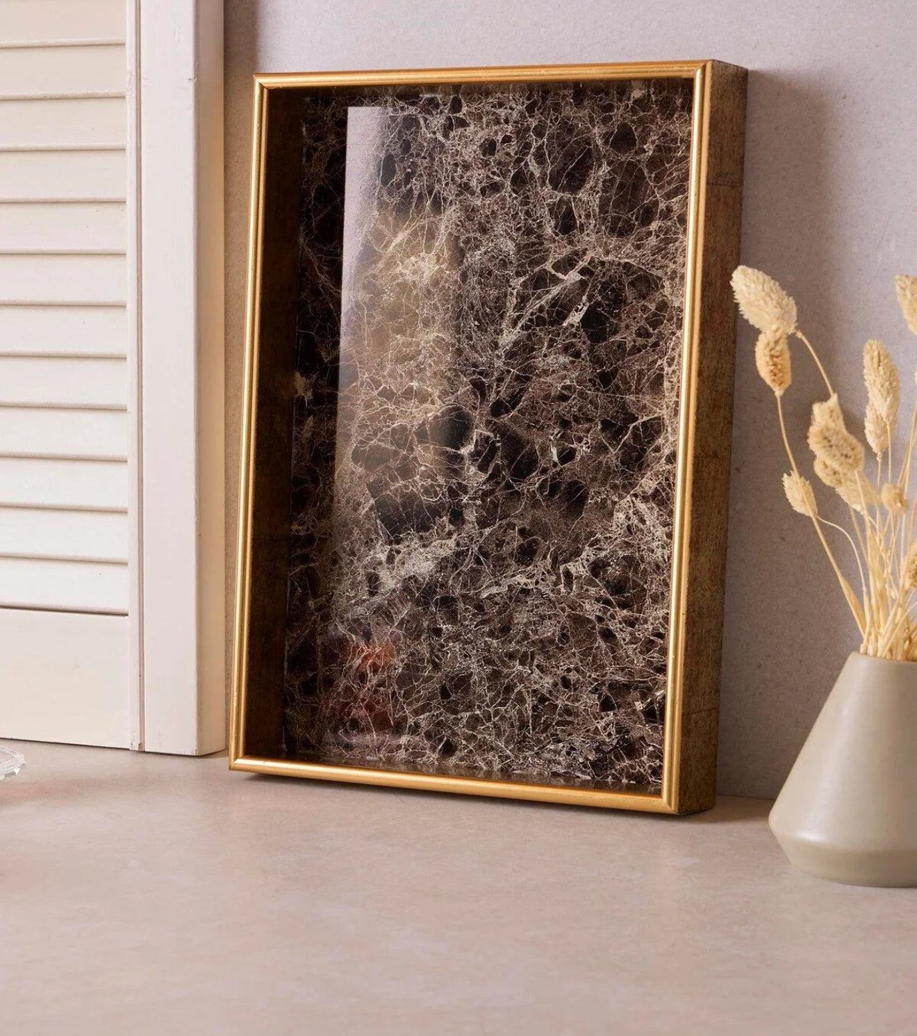 Turin Marble Siyah Gold Tepsi 25x37 cm KOD:17468