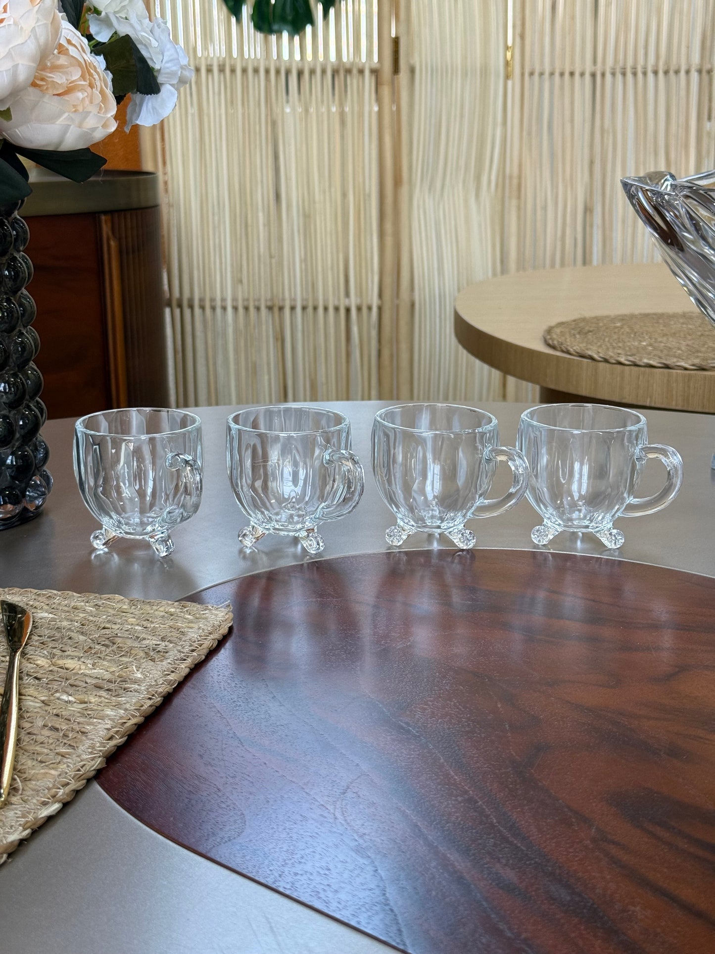 Richard 4 lü Cam Ayaklı Tombul Model Çay Kahve Bardağı Seti KOD:15720