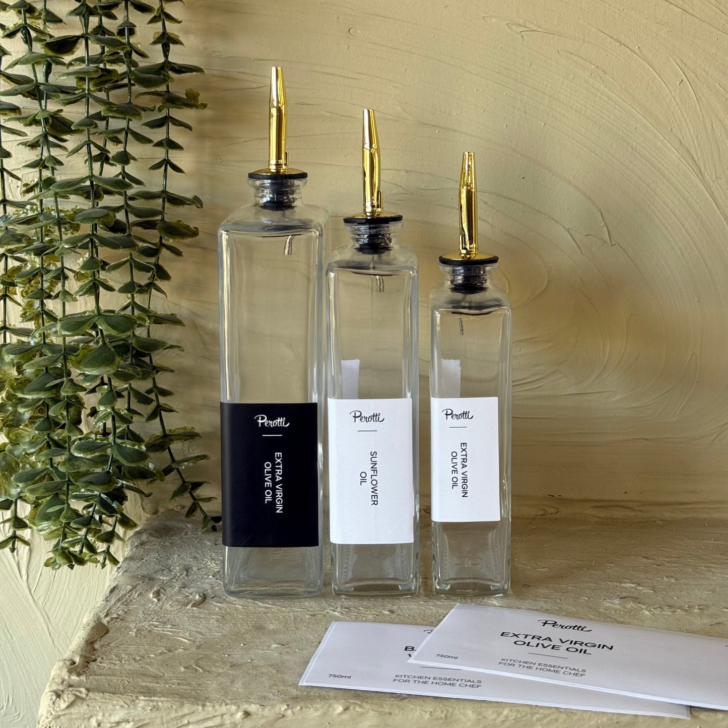 Perolly Cam Gold Kapaklı Yağlık Seti 300 ml, 500 ml, 700 ml KOD:18116