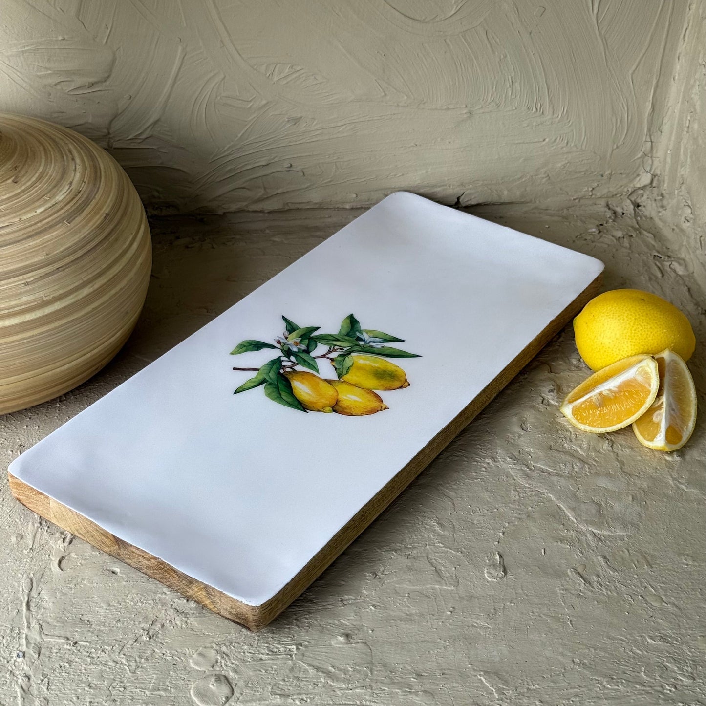 Selin Dikdörtgen Sunumluk Limon Desenli Büyük Boy KOD:HSL-01