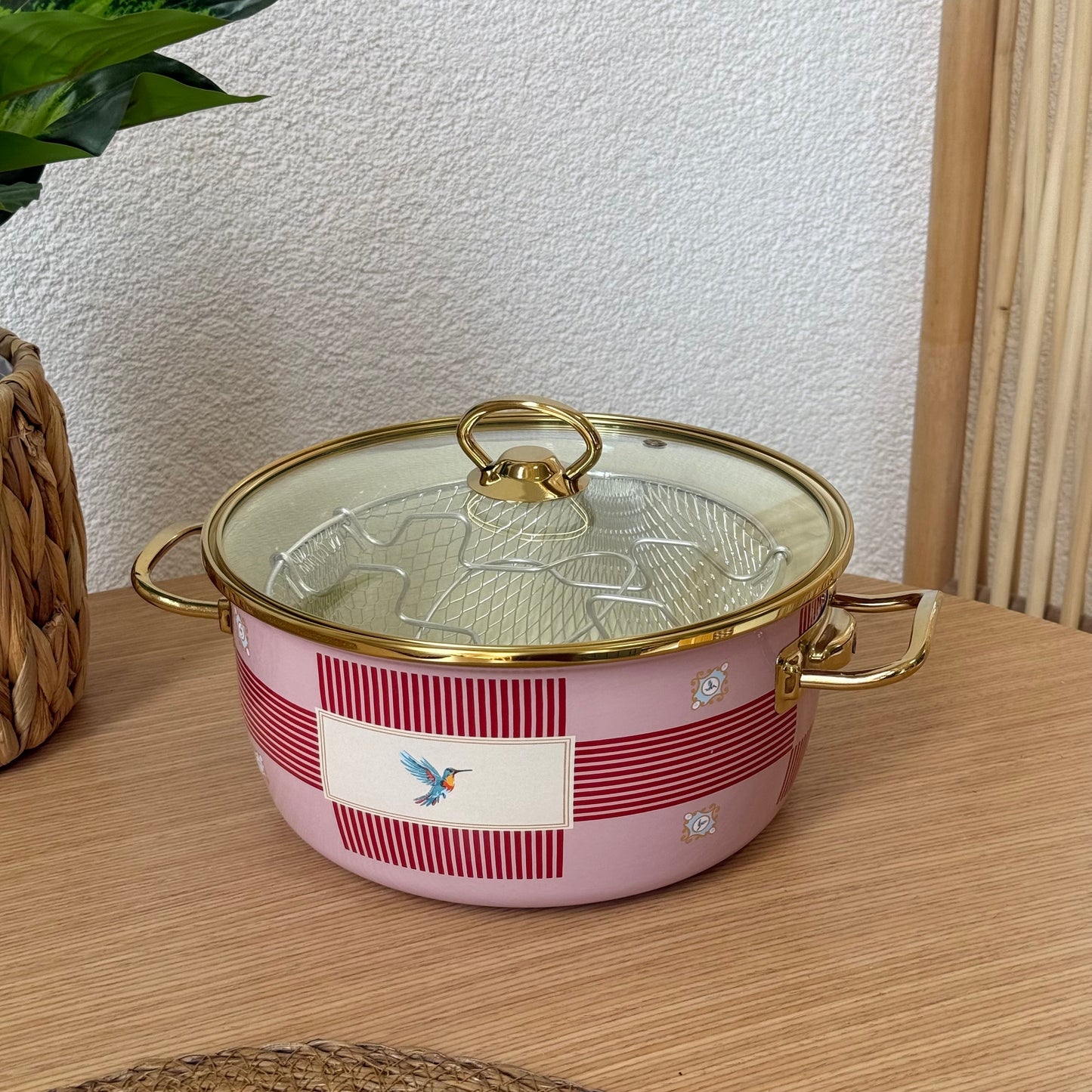 Pashally Emaye Fritöz Pembe-Kırmızı 22 cm KOD:0335