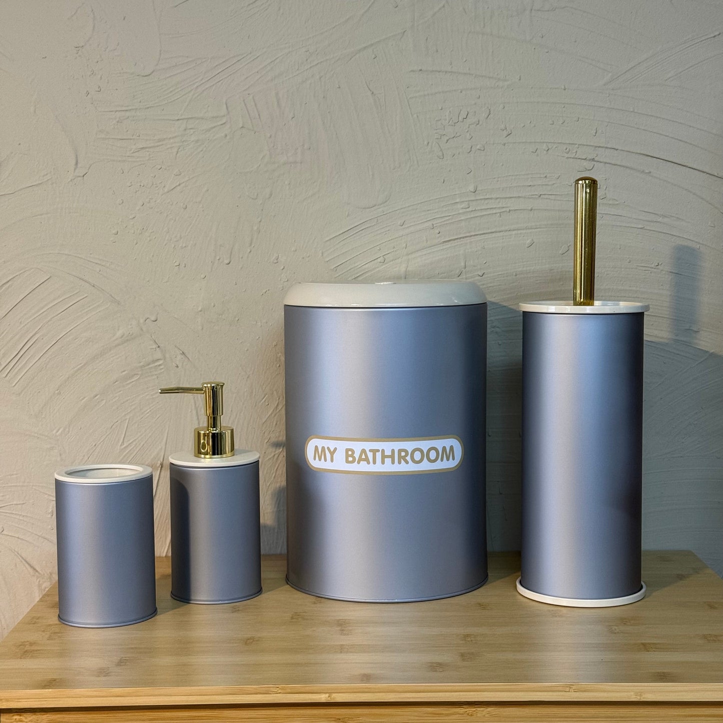 Emozione Metal 4 Parça Banyo Seti Gri