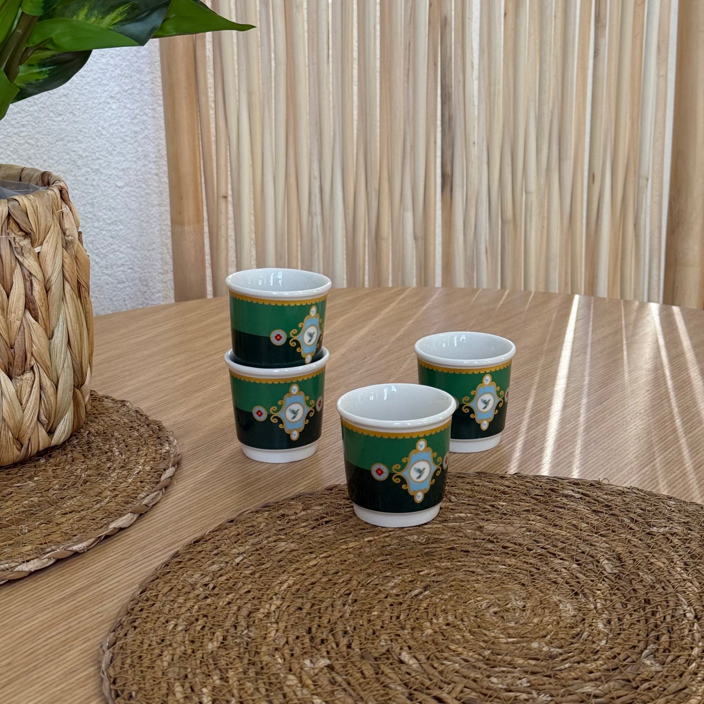 Pashally Porselen 4 Lü Espresso Fincan Seti Yeşil KOD:1035