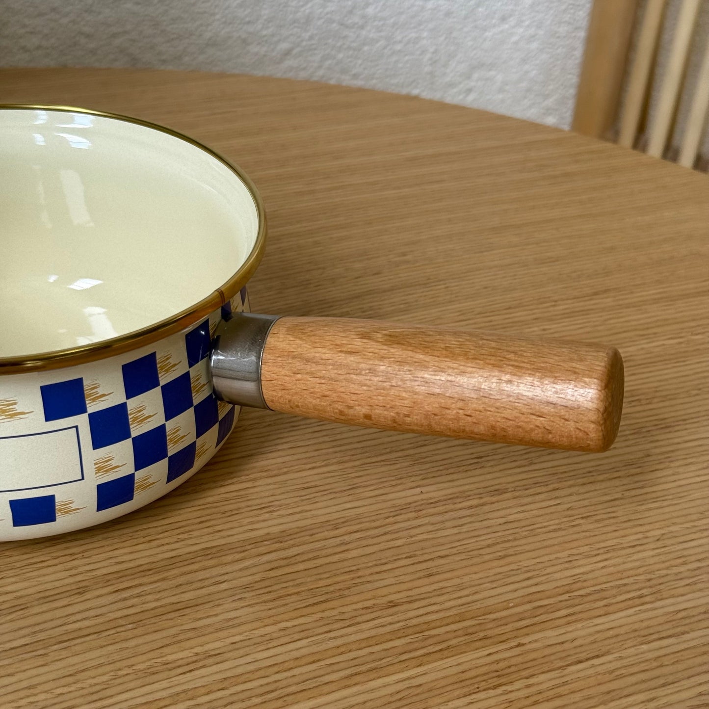 Pashally Ahşap Tutmalı Emaye Sos Tava 14 cm Mavi KOD:0564