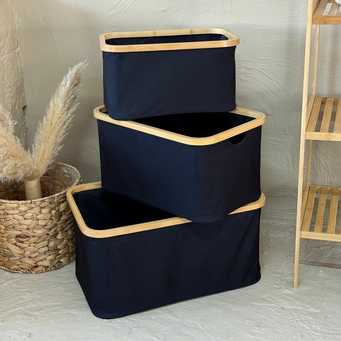 Lalezar Bambu Tutmalı 3 Boy Organizer Seti Siyah KOD:8017-16-15