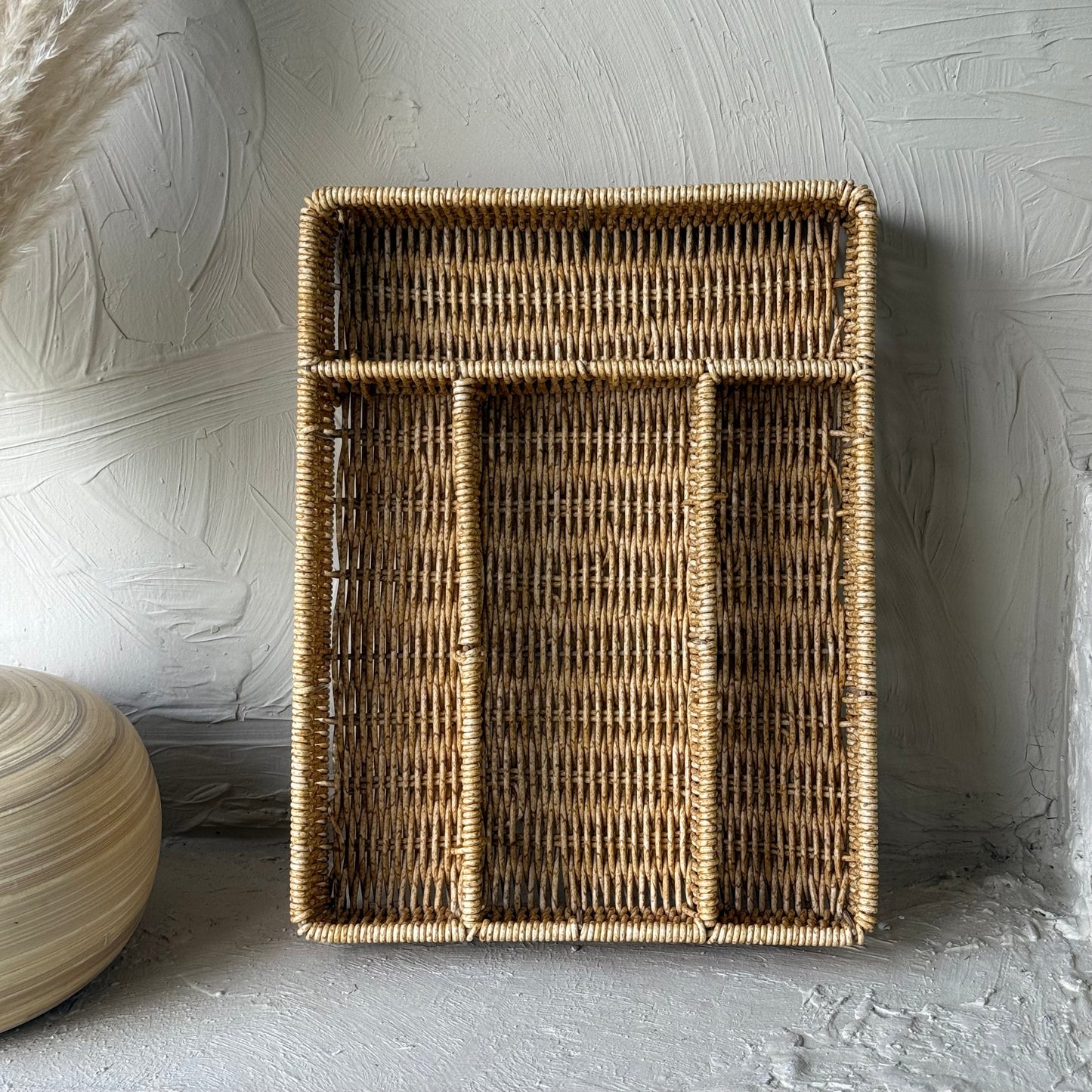 Com Rattan Bölmeli Kaşıklık Naturel KOD:355