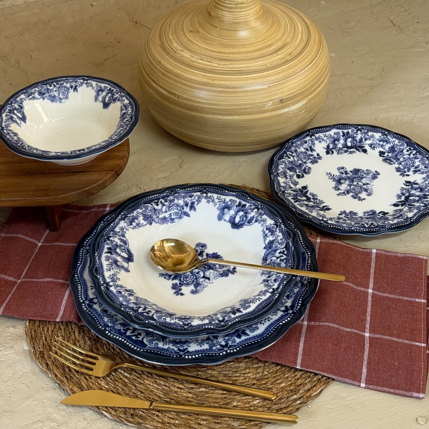 Porselen 24 Parça Yemek Takımı 6 Kişilik KOD:VELOUR NAVY-30328