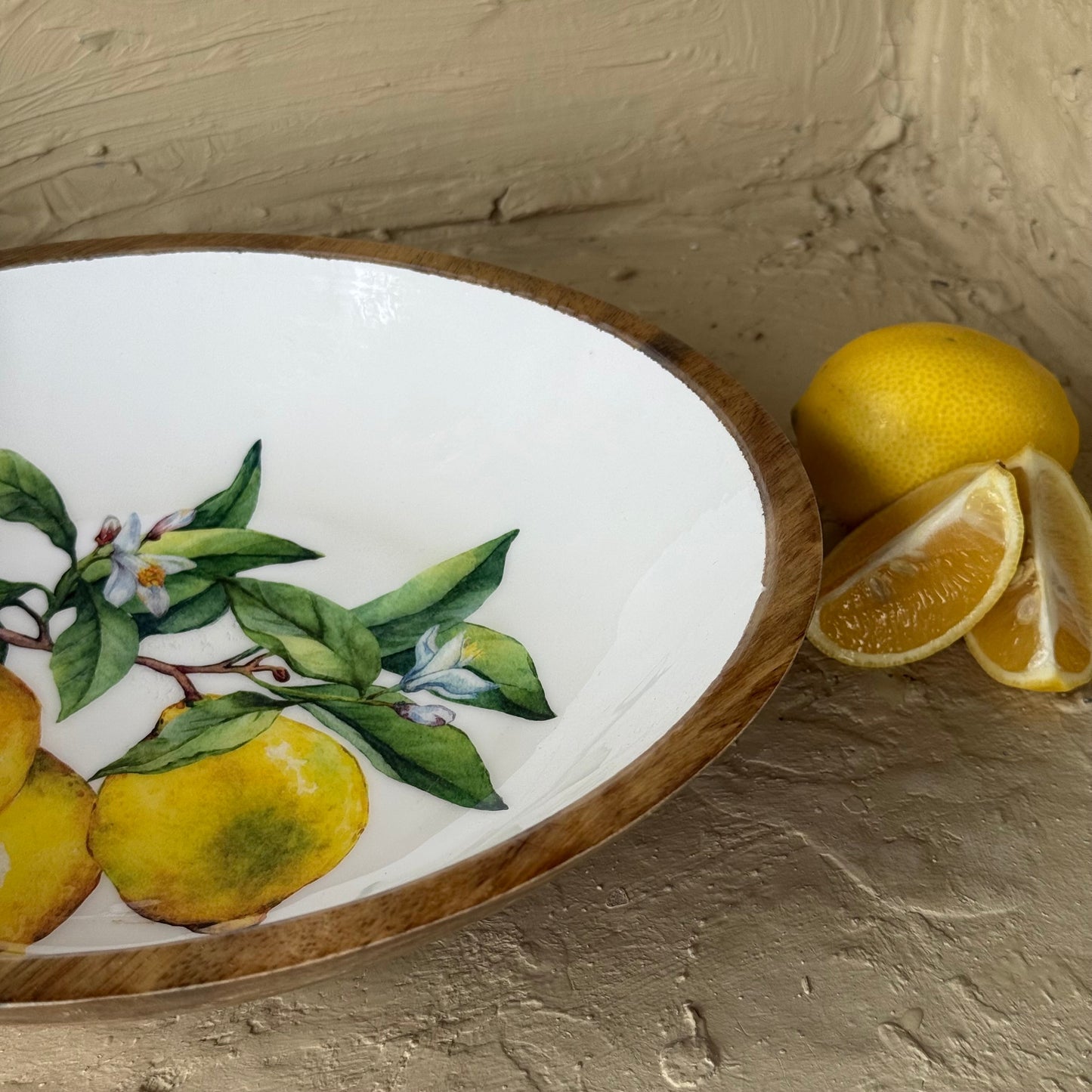 Selin Yuvarlak Küçük Boy Sunumluk Meyvelik Lemon Desenli KOD:HSL-05