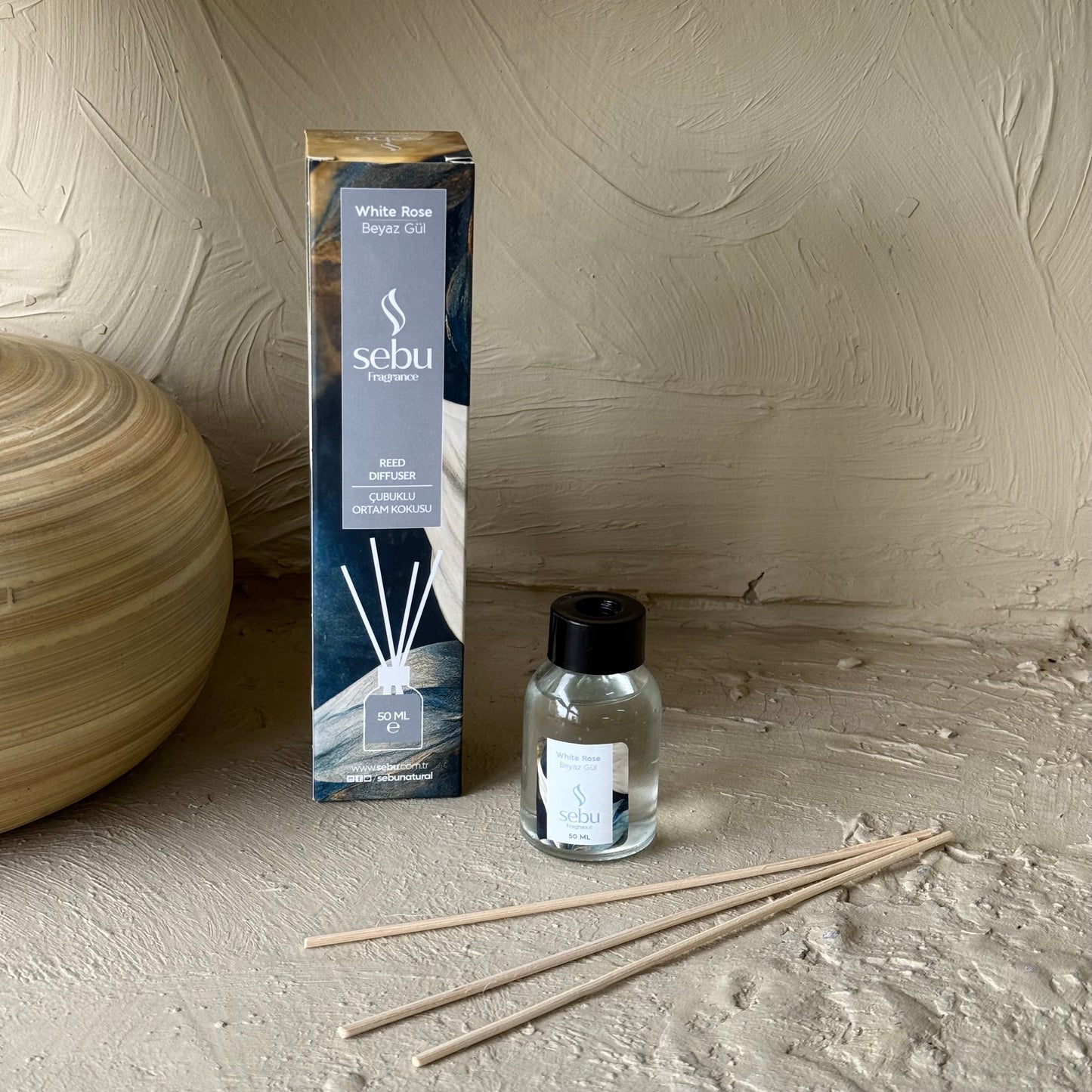 Sebu Çubuklu Ortam Kokusu Beyaz Gül 50 ml