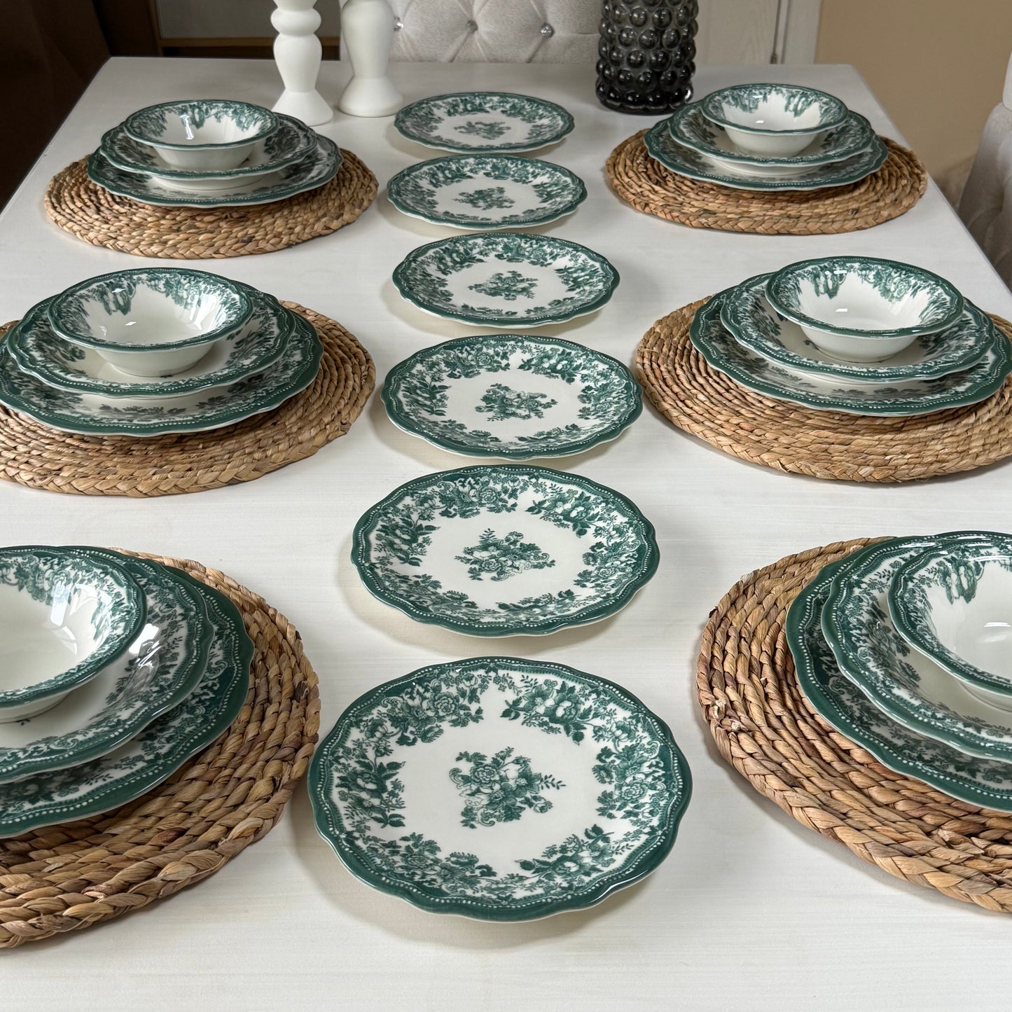 Porser Porselen 24 Parça Yemek Takımı 6 Kişilik KOD:VelourGreen-30329