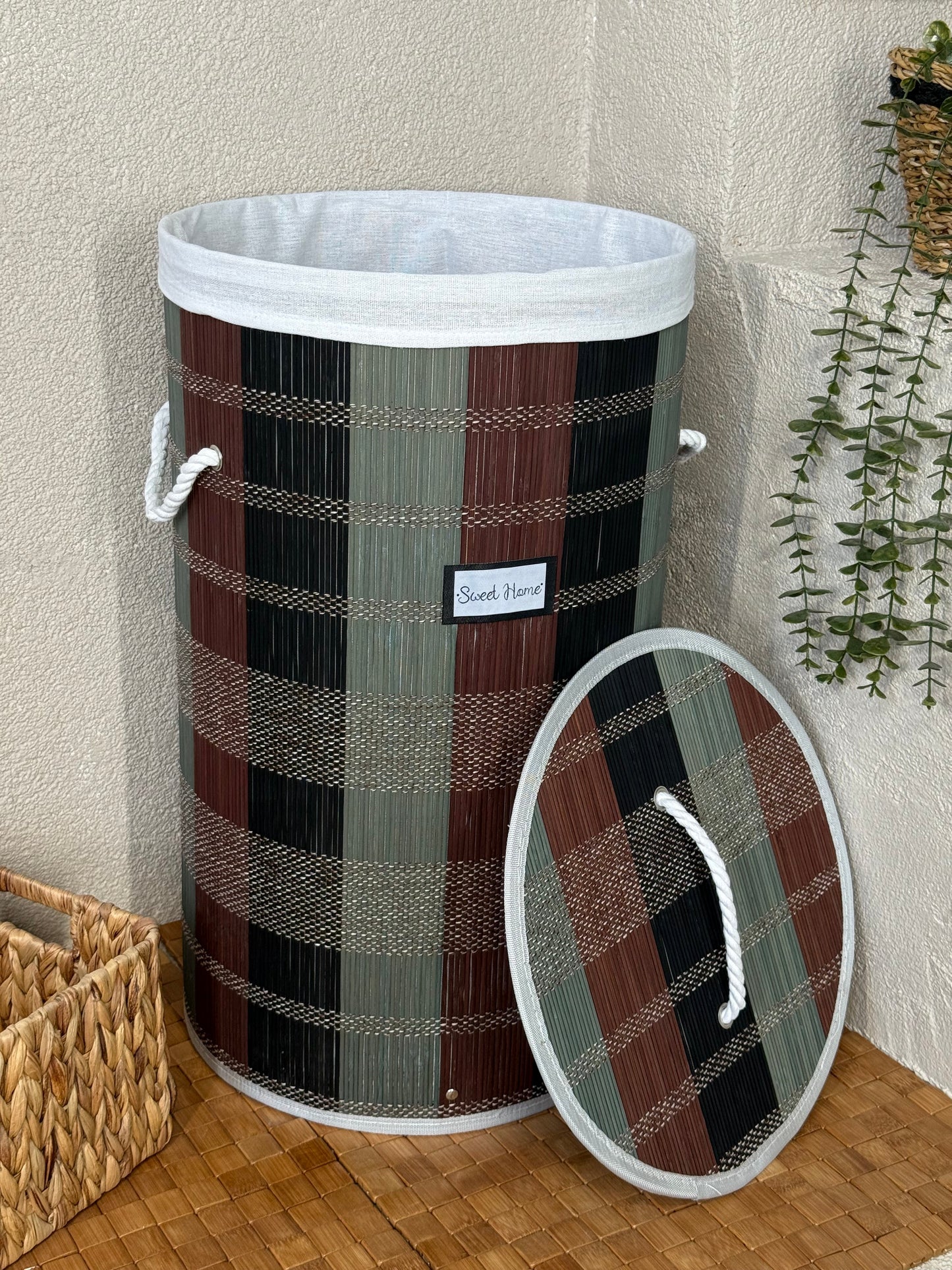 Miray Bambu Yuvarlak Kirli Çamaşır Sepeti 60x30 cm KOD:50181
