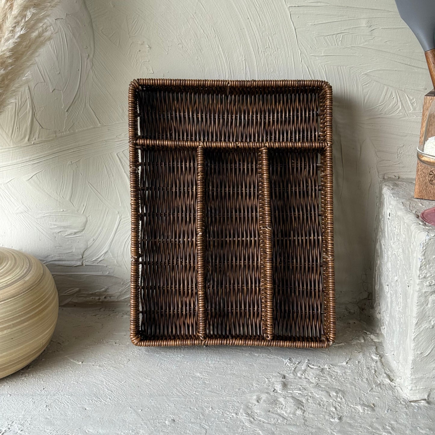 Com Rattan Bölmeli Kaşıklık Kahve Rengi KOD:355