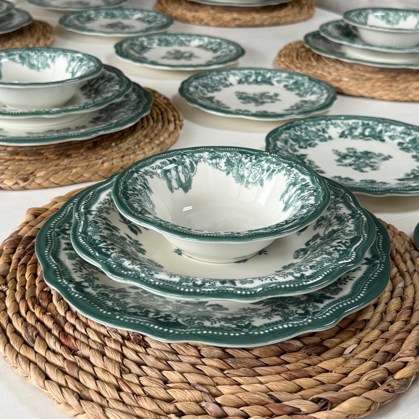Porser Porselen 24 Parça Yemek Takımı 6 Kişilik KOD:VelourGreen-30329