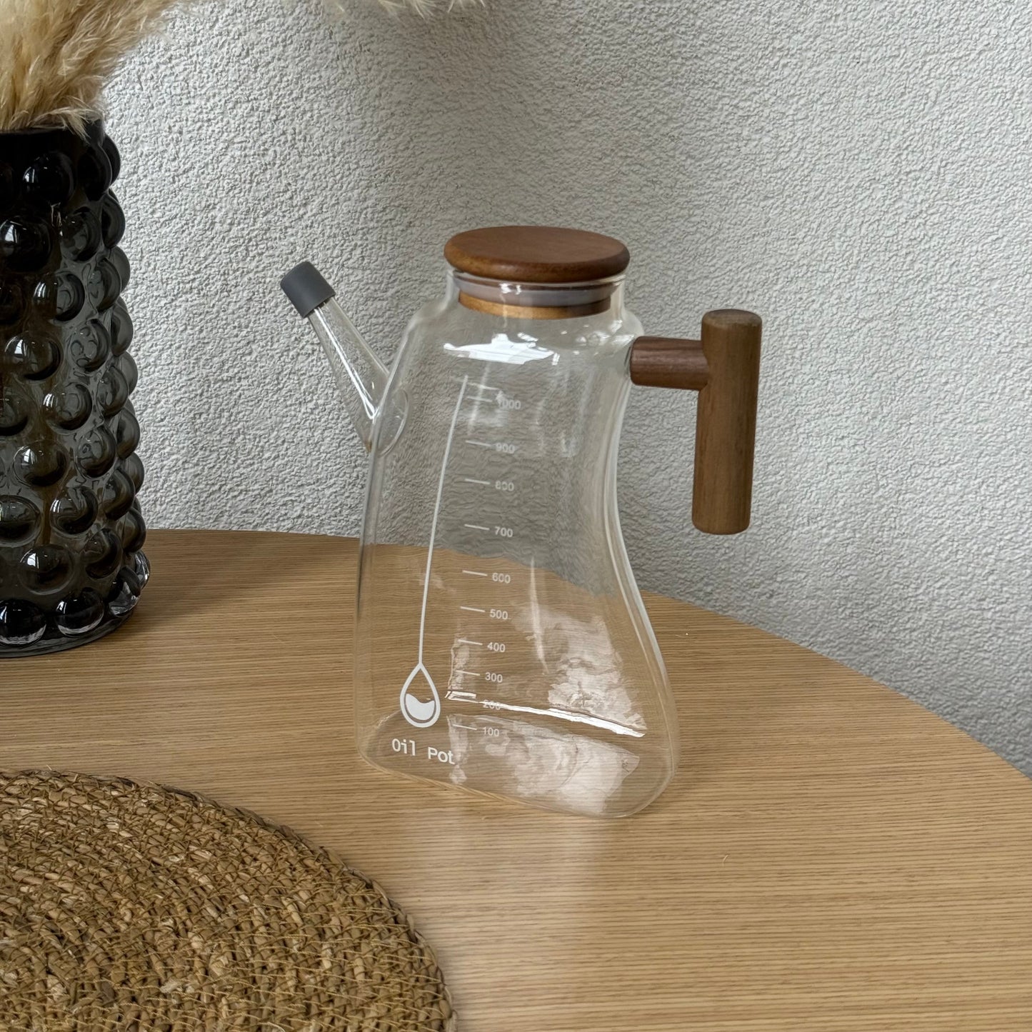 Buenoslly Akasya Kapaklı Borosilikat Cam Yağlık 1 Litre KOD:150