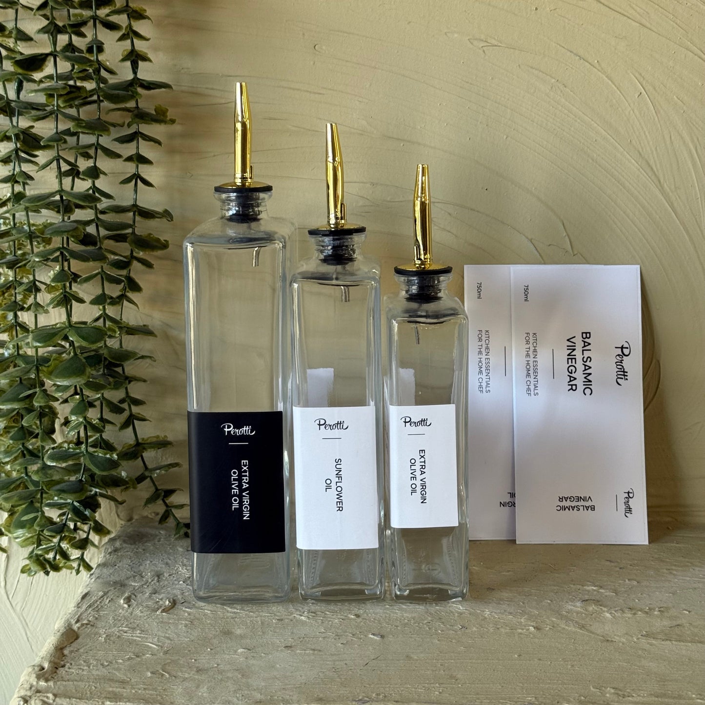 Perolly Cam Gold Kapaklı Yağlık Seti 300 ml, 500 ml, 700 ml KOD:18116