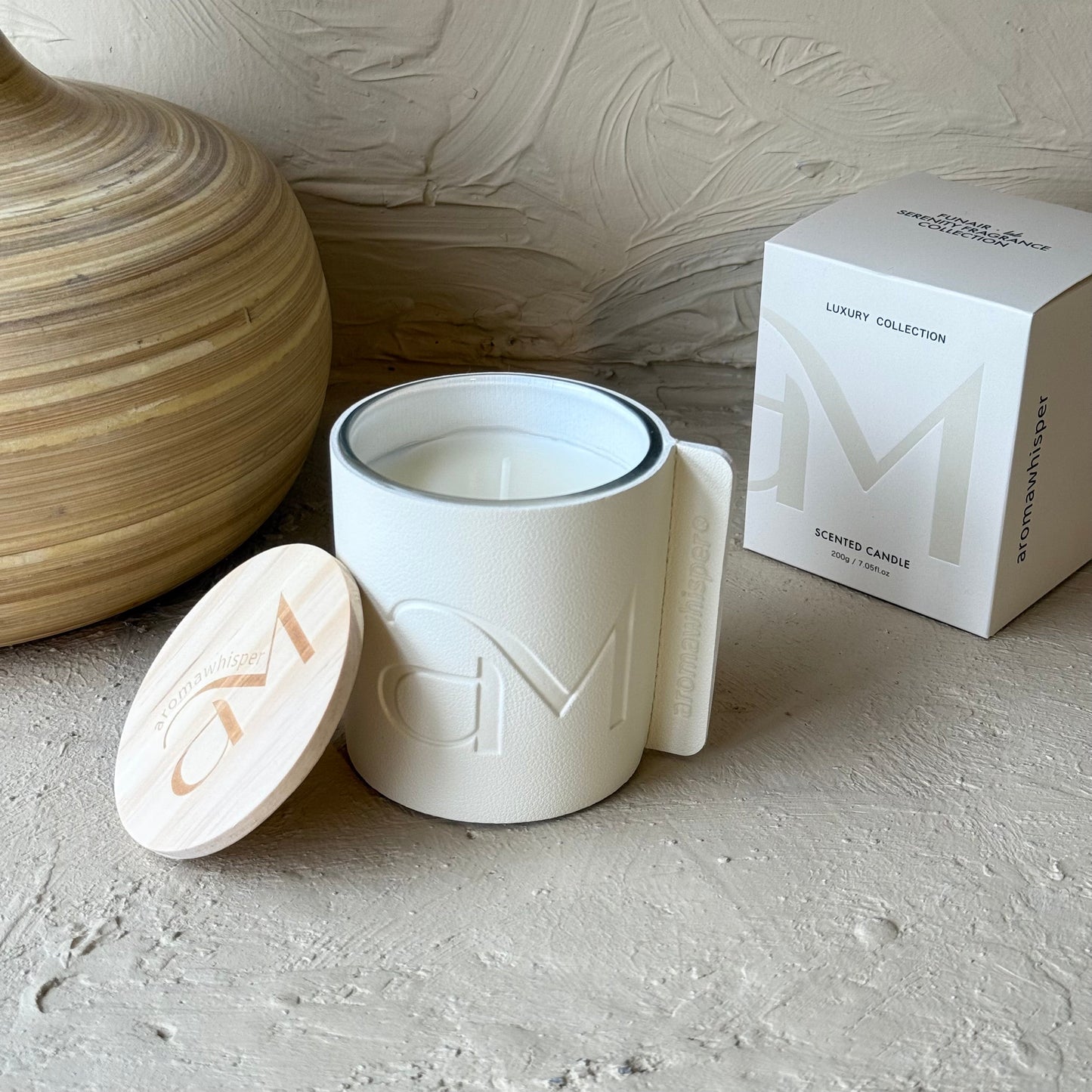 Candle Cam Bardak Deri Detaylı Mum Bergamot Kokulu KOD:1517