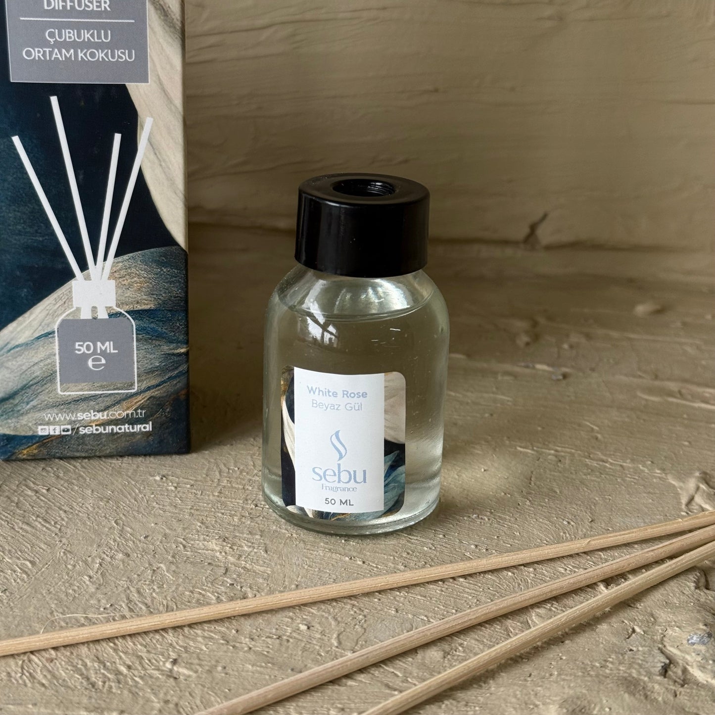 Sebu Çubuklu Ortam Kokusu Beyaz Gül 50 ml