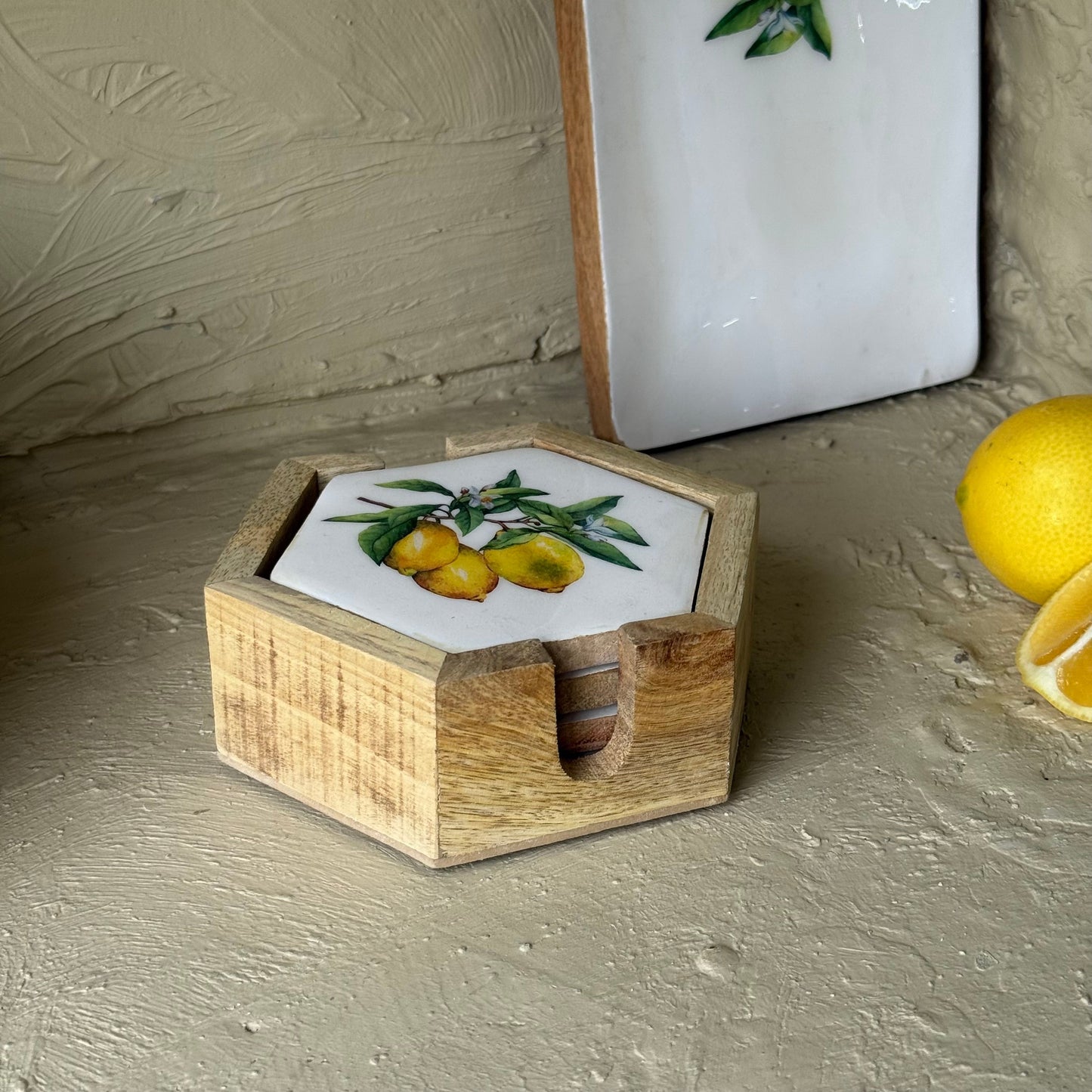 Selin Bardak Altlığı Lemon Desenli 4 Parça  KOD:HSL-10