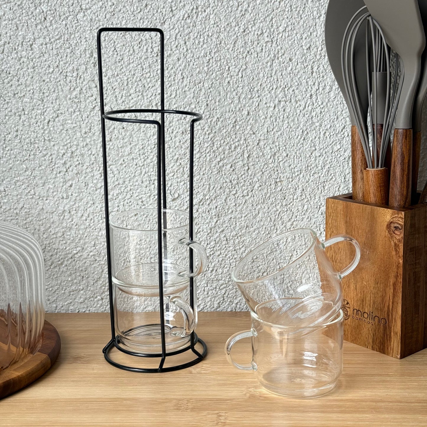Milay Metal Standlı Nescafe Cam Kupa SetiKOD:14